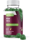 Viteey Aloe Vera Gummies dla dorosłych - 50mg - Pomoc w trawieniu i leczeniu immunologicznym - Aloe Vera Supplement - Wegan, Żelatyna Free, Gluten Free, GMO Free, Smaczne Malina do żucia Gummy