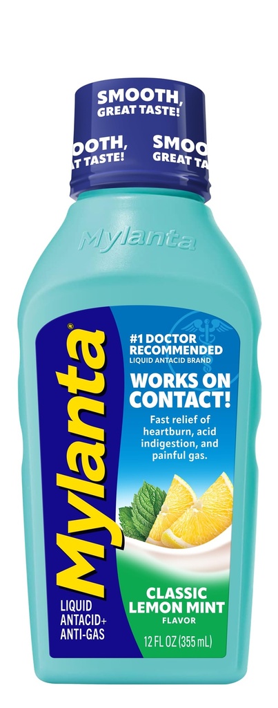 Mylanta Heartburn and Gas Relief, Płynny Antacid, Classic Flavor, 12 Fluid Ounce