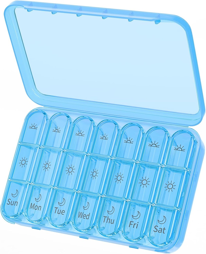 Daviky Cotygodniowy Pill Organizator 3 razy dziennie, duży 7 dzień Pill Box 3X a dzień z oddzielnym kontenerem, Przenośny Pill przypadku dla leków, Witaminy, Olej rybny i suplementy