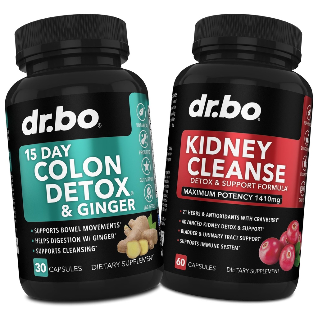 Colon Cleanser Detox & Nerki Cleanse - 15 dni Colon Cleanse Pigułki z Ginger & Nerki Detox Suplement Supplement Żurawinowy - Suplementy ruchu jelita do jamy brzusznej Bloating Gut & Nerki