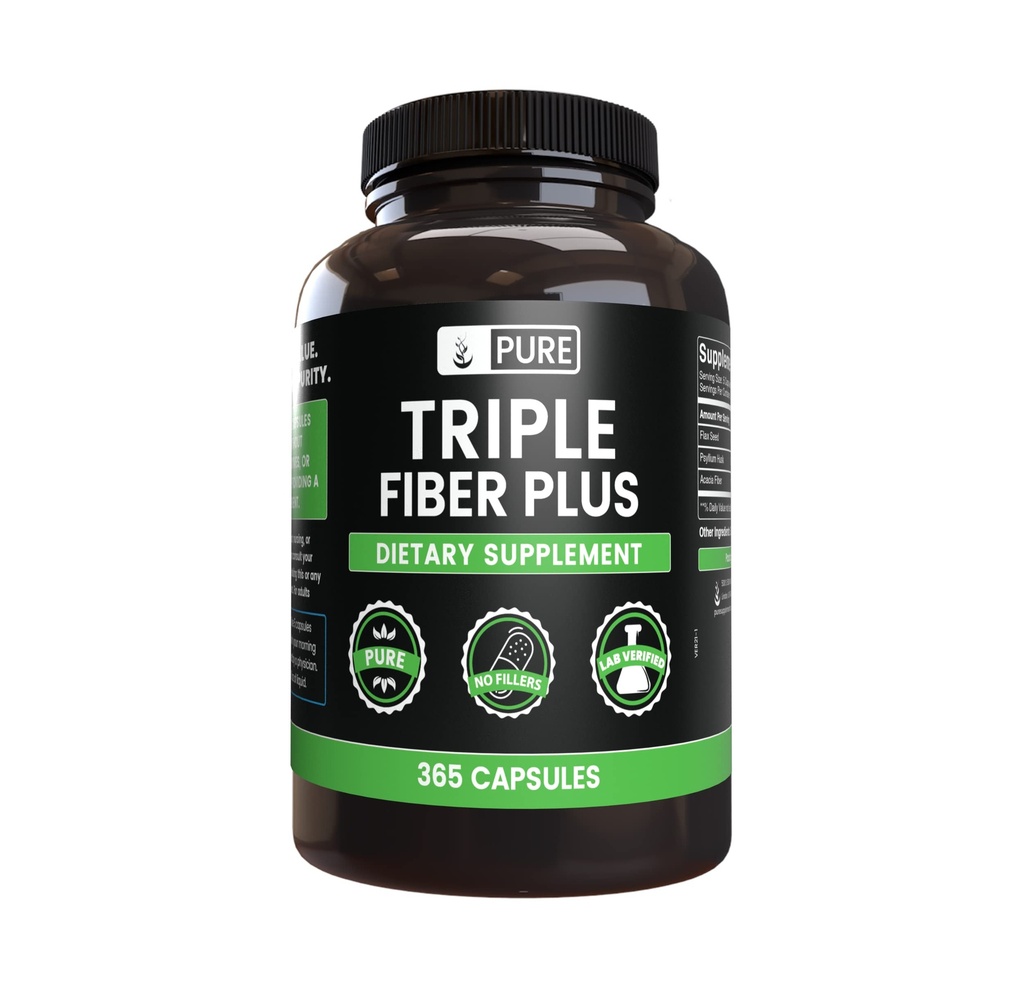 Pure Original Ingredients Triple Fiber (365 kapsułki) No Magnez Or Rice Fillers, Always Pure, Laboratorium zweryfikowane