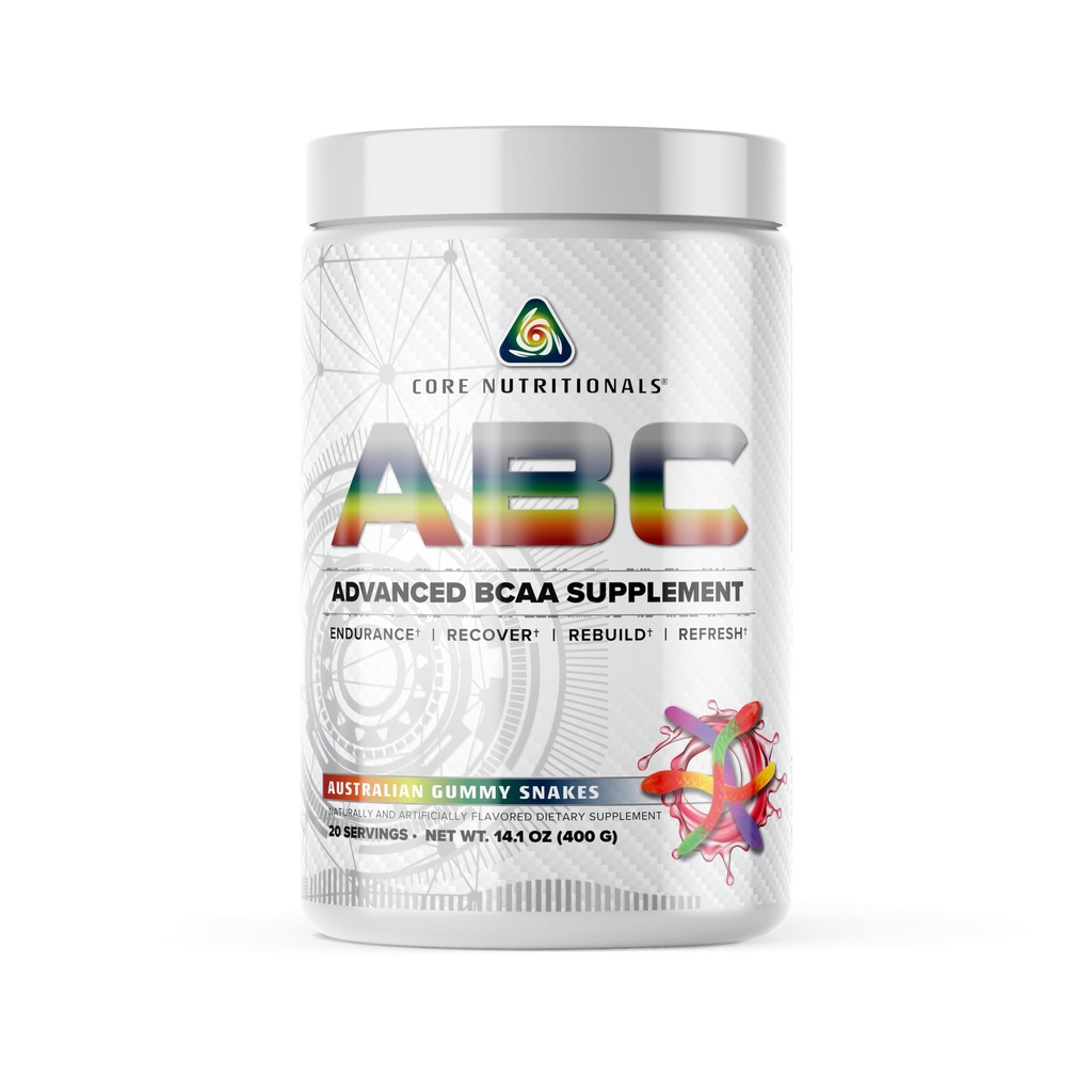 Bazowe Nutritionals ABC Advanced BCAA Supplement Amend124; Amino Acid Recovery Blend Biend124; z Glutamine, Beta Alanine, Citruline Malate 124; 20 Sług (Australian Gummy Snakes)