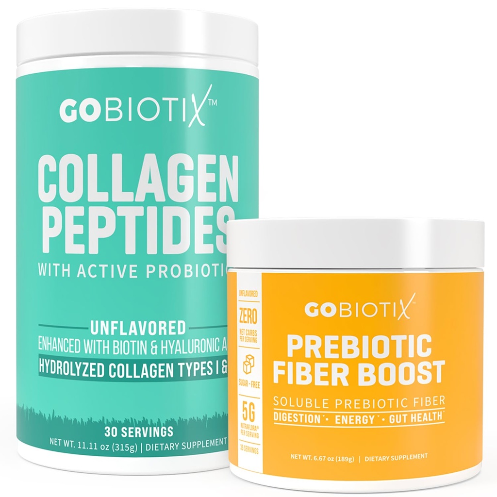 GOBIOTIX Włókna & Kolagen Paleta: Włosy, Skóra, Gut Support - 30 Służenia Kolagen, 35 Służenie Włókna