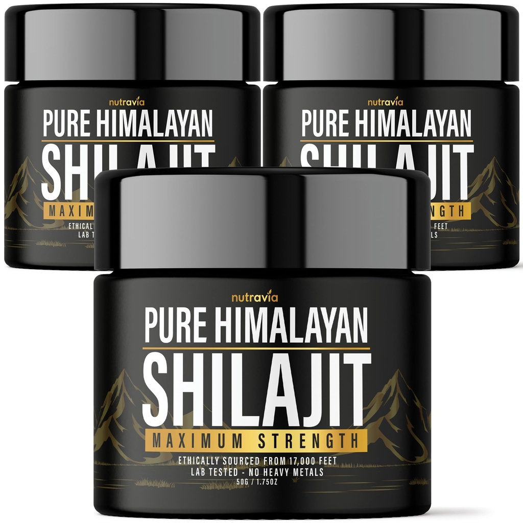 (3 Pack) Shilajit Pure Himalayan Organic Resin - Natural Authentic Lab Tested Formuła dla mężczyzn, Kobiety - No Heavy Metals - 600mg Max Siła z 85 + Ślad Minerałów Golden Grade Suplement Shilajit