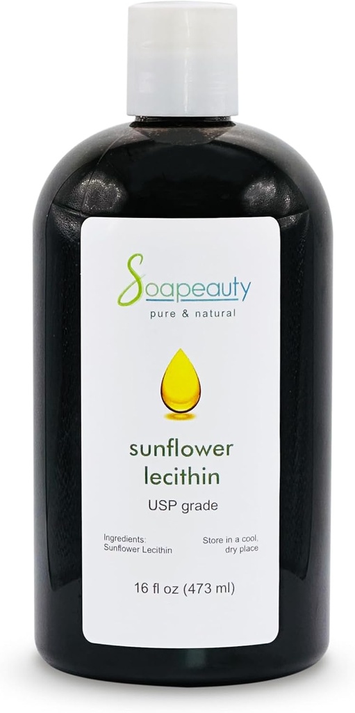 SUNFLOWER LECITHIN Liquid Oil Agregat 124; Cold Pressed Unrafinted Agriculture 124; USP Grade Unbled 100% Czysty naturalny Lecytyna olejek słonecznikowy 124; Nawilżacz skóry, Mydło Making, Napełnianie 124; 16 fl oz