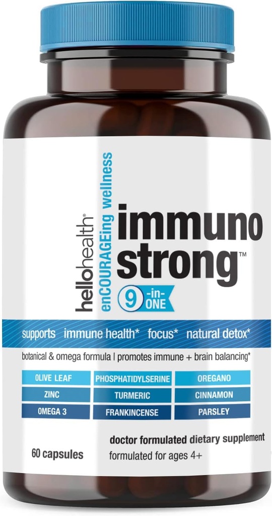 10-in- 1 Immunitet Witaminy z Immune Booster Oregano, Olive Leaf, Soothing Antioksydant Omega 3, Kurkumina Turmerowa i Witaminy cynku dla dorosłych i dzieci