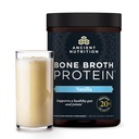 Ancient Nutrition Grass Fed, Cage Free, Bone Broth Protein Powder, 20 g białka, Zhydrolizowane Kolagen Peptydy, Keto & Paleo Friendly, Wsparcie Joint, Gut Health, Vanilla, 20 Sługi
