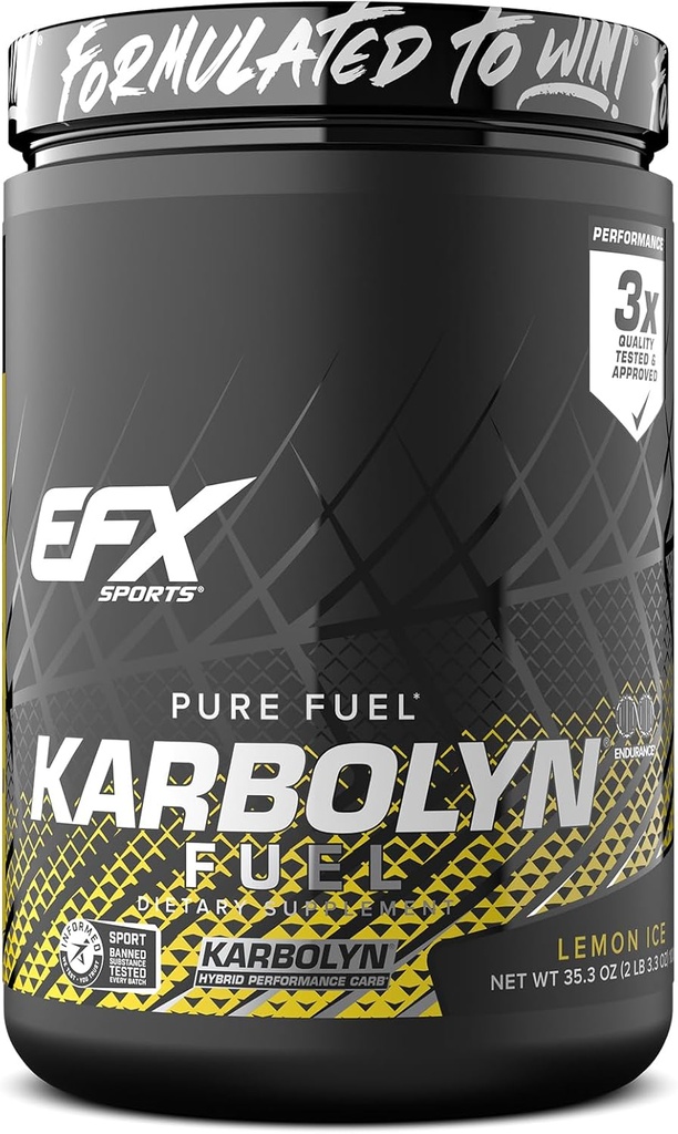 EFX Sports Karbolyn Fuel Building 124; Fast- Absorbing Proszek węglowodanowy 124; Ładunek węglowodanów, Trwała energia, Szybkie odzyskiwanie 124; Stymulant wolny 124; 18 Służenie (Lemon Ice)