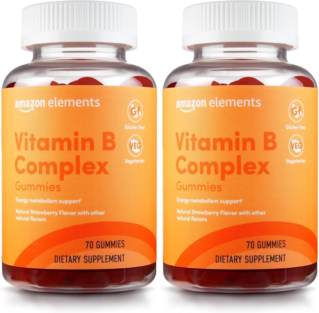 Elementy - B- Complex, Wspomaga immunologiczny i normalny metabolizm energii, 70 Gummies, 70- Day Supply, Wegan, Dorosłe, Non-GMO (Wcześniej Revly) (Opakowanie 2)