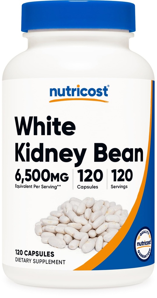 Nutricost White Nerki Fasola Kapsułki 6,500mg ekwiwalent, 120 Kapsułki - Wegetariańskie Czapki, Gluten Free i GMO Free