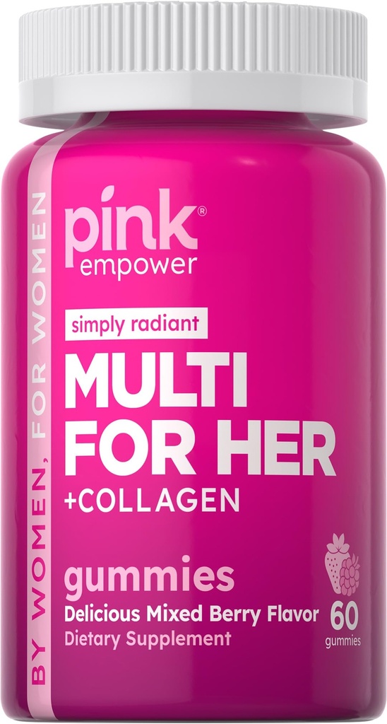 PINK Gummies multiwitaminowy dla kobiet 124; Non- GMO & Gluten Free Breage124; Plus Collagen & Biotin Breage124; Mieszany Flavor Berry