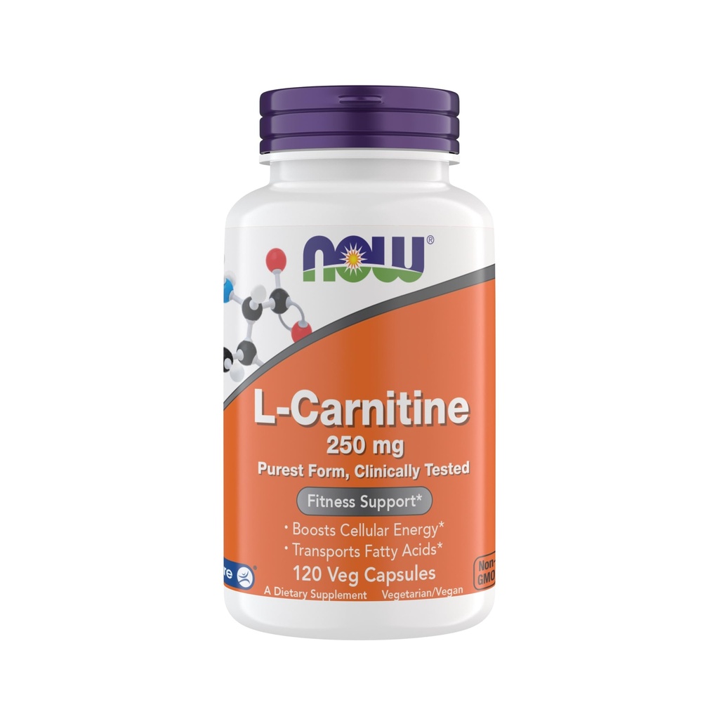 Teraz suplementy, L- Carnitine 250 mg, Najczystsza forma *, Amino Acid *, Fitness Support *, Metabolic Support 120 Kapsułki wegetariańskie, Gluten Free, Wegan, Kosher, Non-GMO