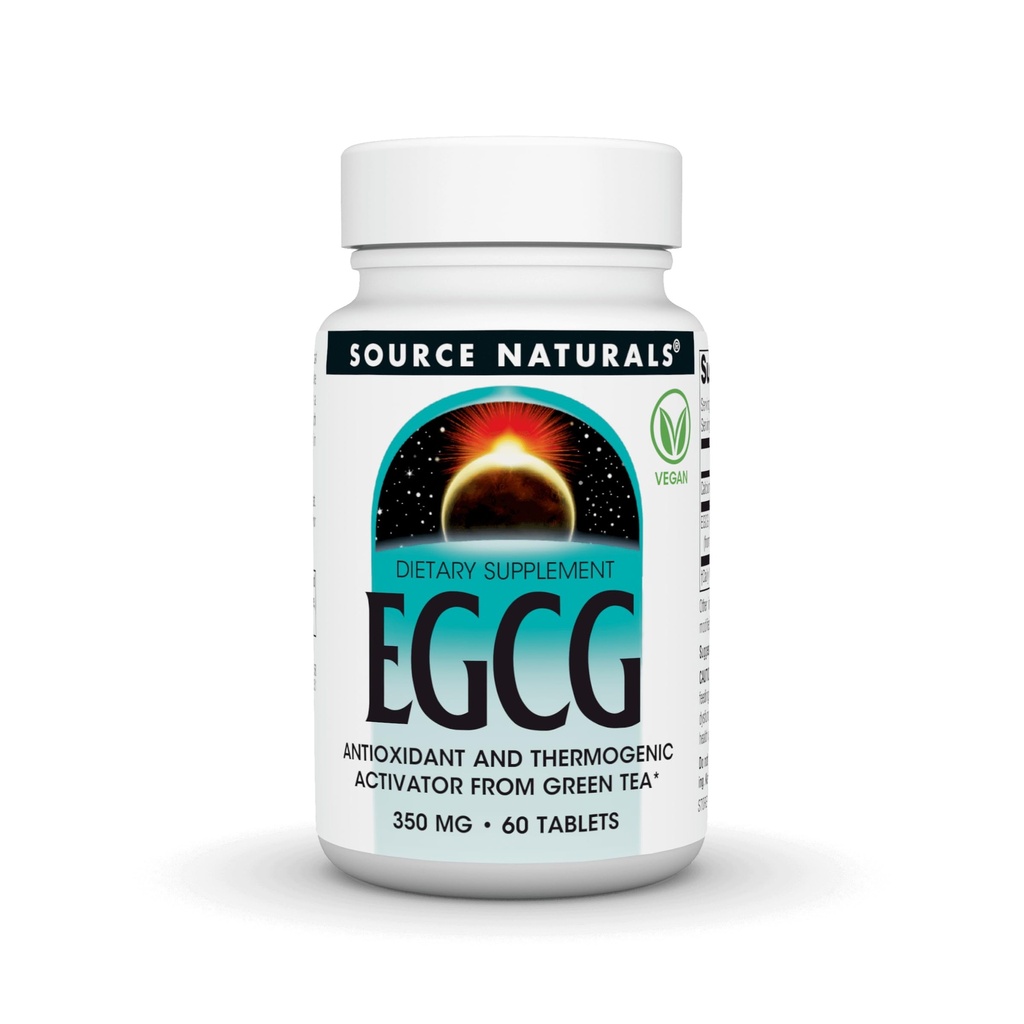 Źródło Naturals EGCG, przeciwutleniacz i aktywator termogeniczny z zielonej herbaty, 350mg - 60 tabletek