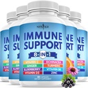 8 w 1 Suplement booster immunologiczny z Echinacea, Witamina C i Cynk 50 mg, Witamina D 5000 j.m., Kurkumina Turmerowa & Ginger, B6, Elderberry (8 w 1 Kapsułki (opakowanie po 5))