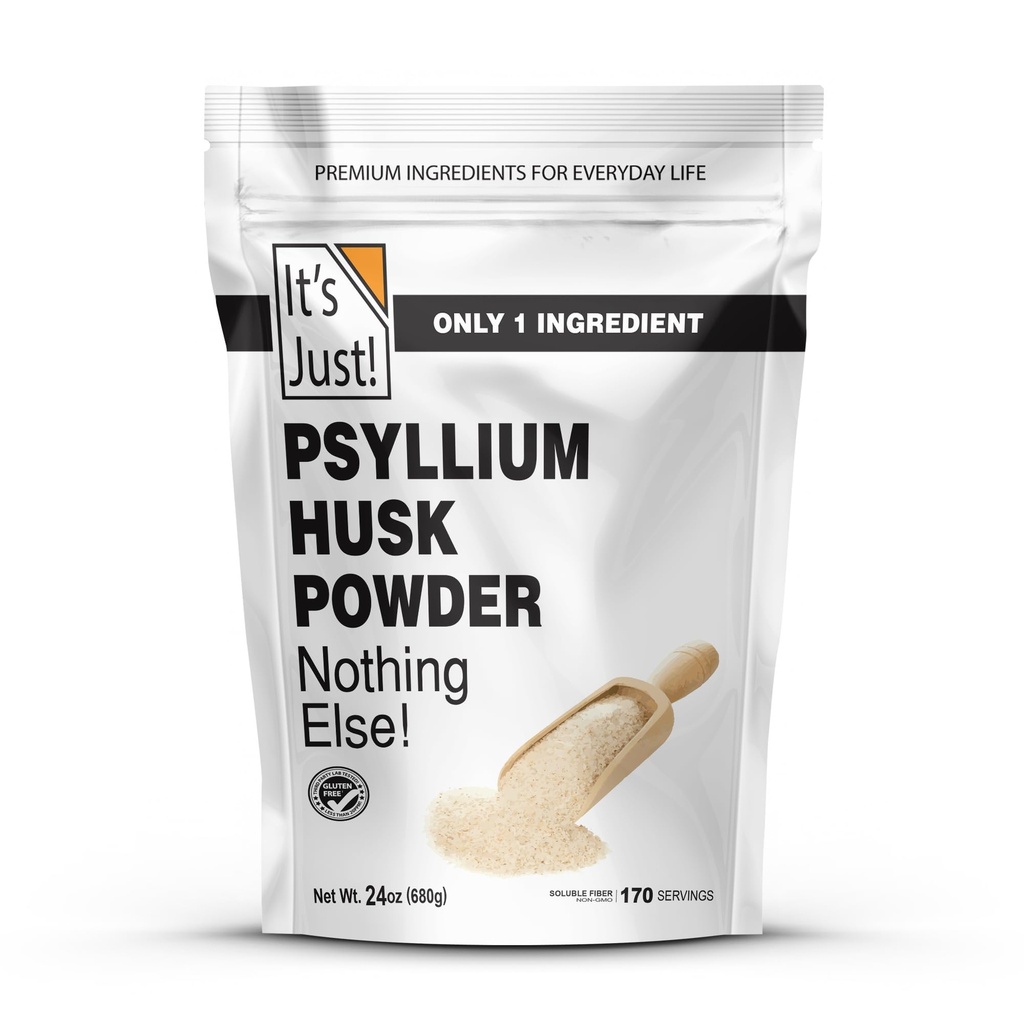 Po prostu! - Pyllium Husk Powder, Easy Mixing Dietetic Fiber, Oczyść swój system trawienny, Finely Ground Powder, Idealny do pieczenia Keto, Nie-GMO (Unflavored, 24oz (Opakowanie po 1))