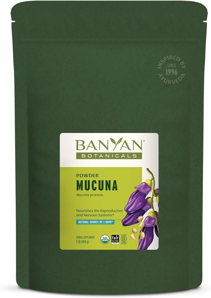 Banyan Botanicals Kapikacchu Powder, 1 Funt - USDA Organic - Mucuna Pruiens - Naturalne źródło L- dopa *