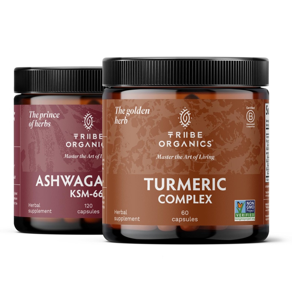 TRIBE ORGANICS Balance Duo - KSM- 66 Ashwagandha 120ct + Kurkumina Turmerowa C3 Complex 120ct
