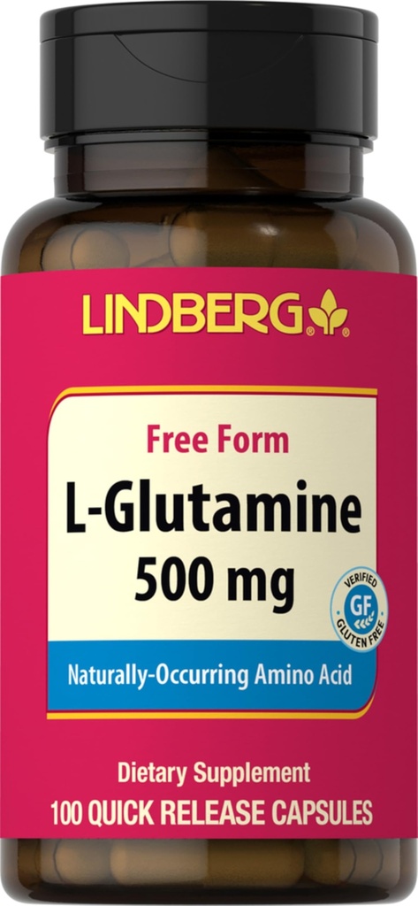 Lindberg L kapsułki glutaminowe dla kobiet i mężczyzn 124; 500 mg 124; 100 tabletek 124; suplement wolny 124; nie- GMO, Gluten wolny