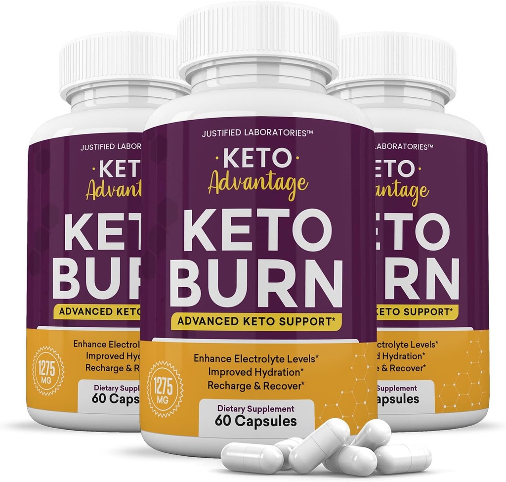 (3 Pack) Keto Advantage Keto Burn Pills 1275MG Nowa i ulepszona formuła zawiera jabłko cydr Octan Extra Virgin Olive Oil Powder Green Tea Leaf 180 Kapsułki