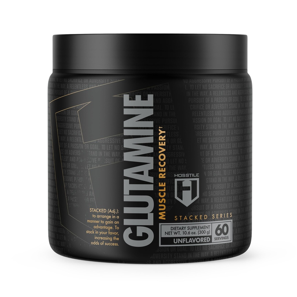 HOSSTILE glutamina, Fermentowany L glutamina proszek dla mężczyzn i kobiet, Wzmocnienie Odzysk mięśni, Wsparcie syntezy protein, Post Workout Recovery Drink, Unflavored, 60 Służenie