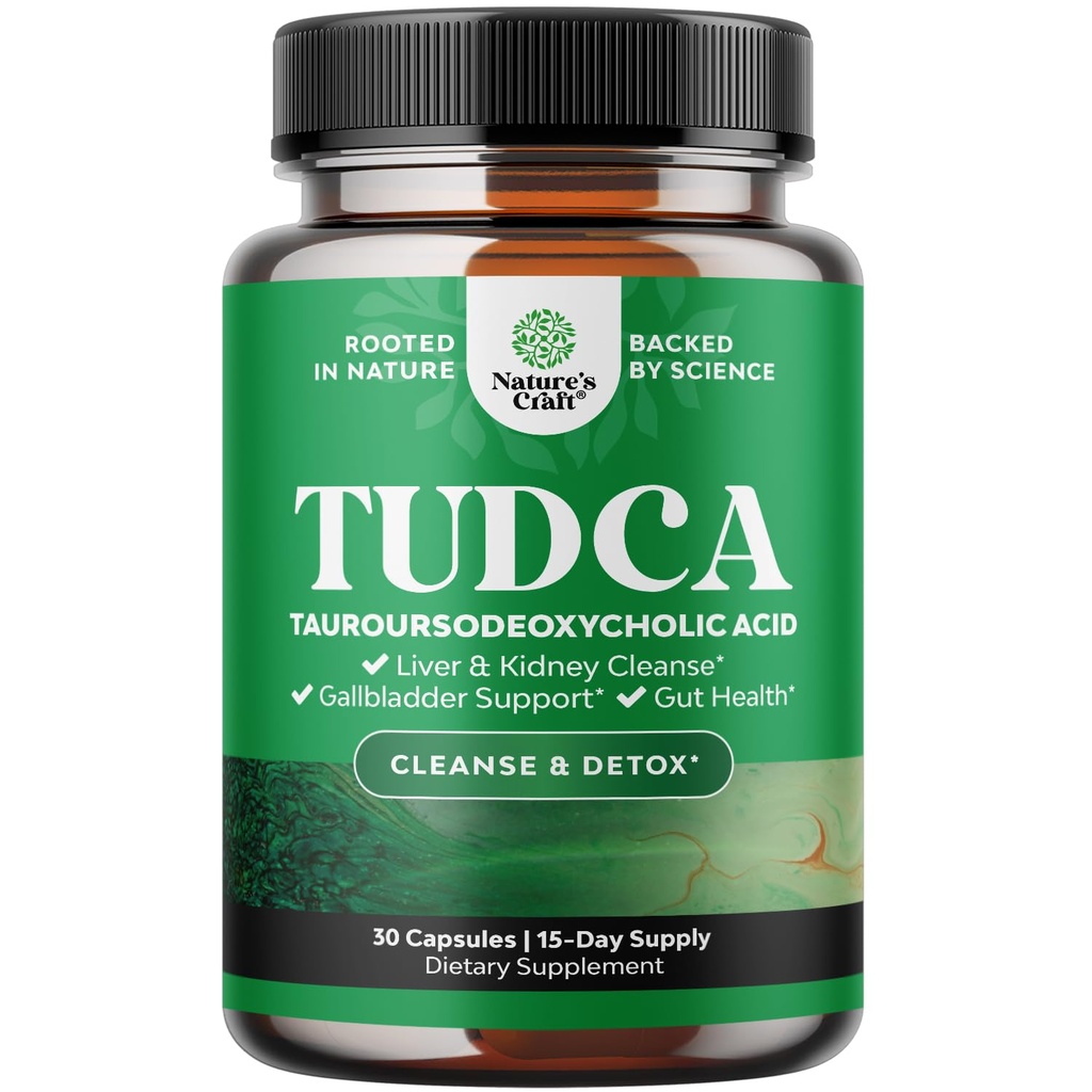 Advanced Bile Salt TUDCA Supplement - Dodatkowa siła TUDCA 500mg na podawanie soli Bile dla pęcherzyka żółciowego Nerki i wsparcia wątroby - Wysoka czystość Tauro Ursodeoksycholic Acid Wątroba i pęcherzyk żółciowy Czyszczenie