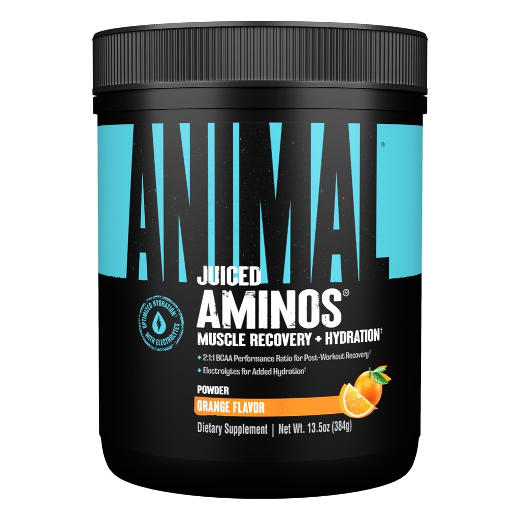 Animal Juiced Amino Acids - BCAA Proszek EAA Matrix Plus Nawodnienie elektrolitami i solą morską w każdej chwili odzyskiwania i poprawy wydajności, Pomarańczowy aromat, 30 Służenia