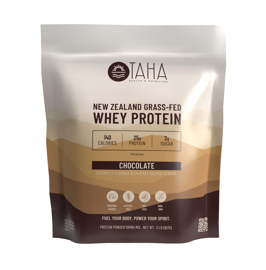 Taha Health & Nutrition Czekoladowy aromat białka serwatkowego w proszku, 25g białka, 140 kalorii, 2g cukru 124; Nowa Zelandia Grass- Fed, Free- Range Dairy Bird124; Gluten i Soy Free, Keto, Kosher Nether124; 2LB