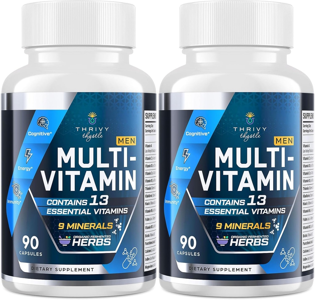 Mężczyźni Multivitamin 50 Plus - Daily Multivitamin dla mężczyzn z fermentowanych ekstraktów ziołowych & 43 Składniki odżywcze - Mens Witaminy Wspomaga Pamięć i Mózg, Energia, Bone Health (2 Pack)