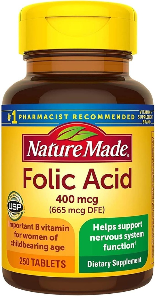 Panihari Nature Made Folic Acid 400mcg, 250 tabletek