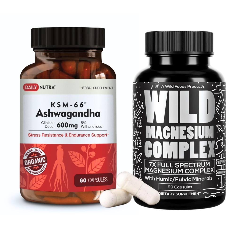 Kompleks magnezu (90 kapsli) & KSM- 66 Ashwagandha (60 kapsli)