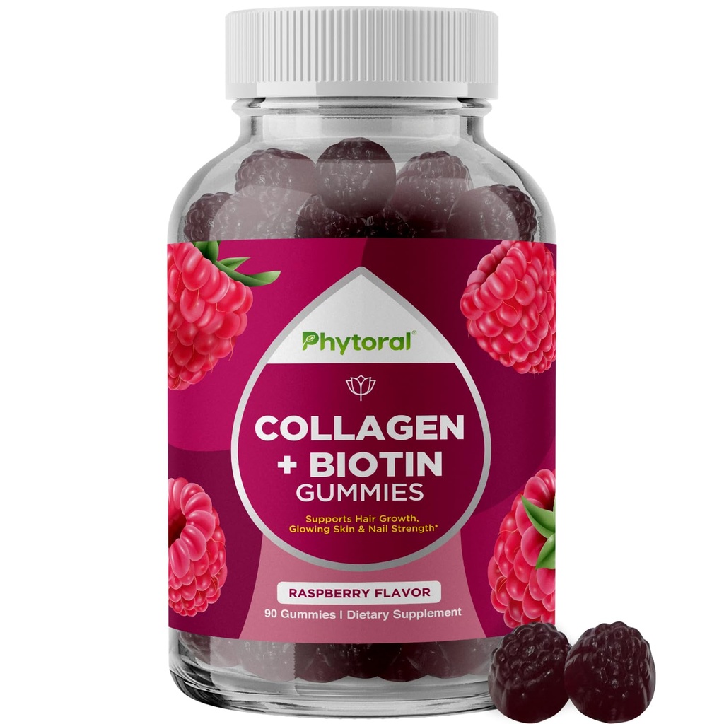 Zhydrolizowane Peptydy Kolagenowe dla kobiet z biotyną - Włosy, Skóra i Nails Witaminy dla Elastyczności, Witalność i Gummeje Hydration - Natural Sourced Biotin i Kolagen dla kobiet - 90 Hrabia