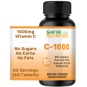 SHIFAA NUTRITION Halal witamina C- 1000mg tabletki, 60 Dni dostaw. Suplement immunologiczny z witaminą C, Elderberry, Quercetin, Rose HIPS & Rutin. Wegetarianin, Nie-GMO, Cukier wolny i Keto Friendly