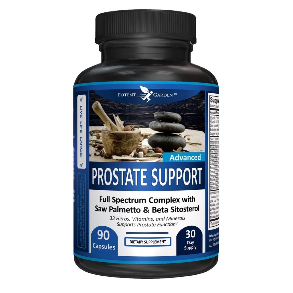 Pothent Garden Prostate Support 33 Zioła Włączając Beta Sitosterol, Pygeum i Saw Palmetto dla mężczyzn Prostate suplementy zdrowia dla mężczyzn, 90 Czapki