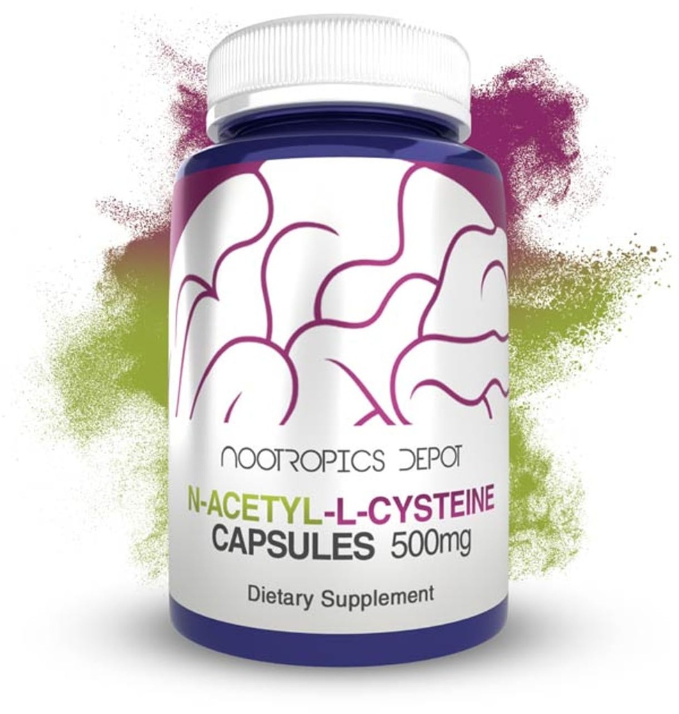 Nootropics Depot N- Acetyl L- Cysteina Kapsułki 124; 500mg 124; NAC 124; 60 Hrabia 124; Wspiera Zdrową Funkcję Wątroby 124; Zdrowie komórkowe 124; Poziomy Glutationu 124; Zdrowy Poziom Otleniania