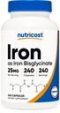 Nutricost Żelaza Bisglicynian Suplement (25 mg) 240 Kapsułki - z Żelaza Bisglicynian Chelatu - Non-GMO & Gluten- Free