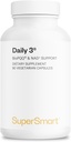 Supersmart Daily3 + Bio PQQ (All-in-One Formula) - Multivitamin for Women and Men - 45 Essential Nutrients | Non-GMO & Gluten-Free | 1 Month Supply - 90 Vegetarian Capsules