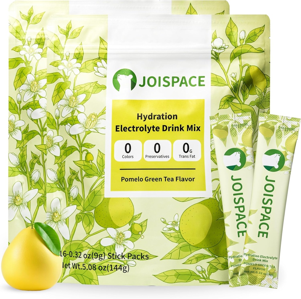 JOISPACE Electrolyte Drink Mix z polifenoli herbaty 124; Szybkie nawodnienie i elektrolity Boost 124; Non- GMO, Wegan, Gluten- Free 124; Pomelo Tea, 32 Sługi
