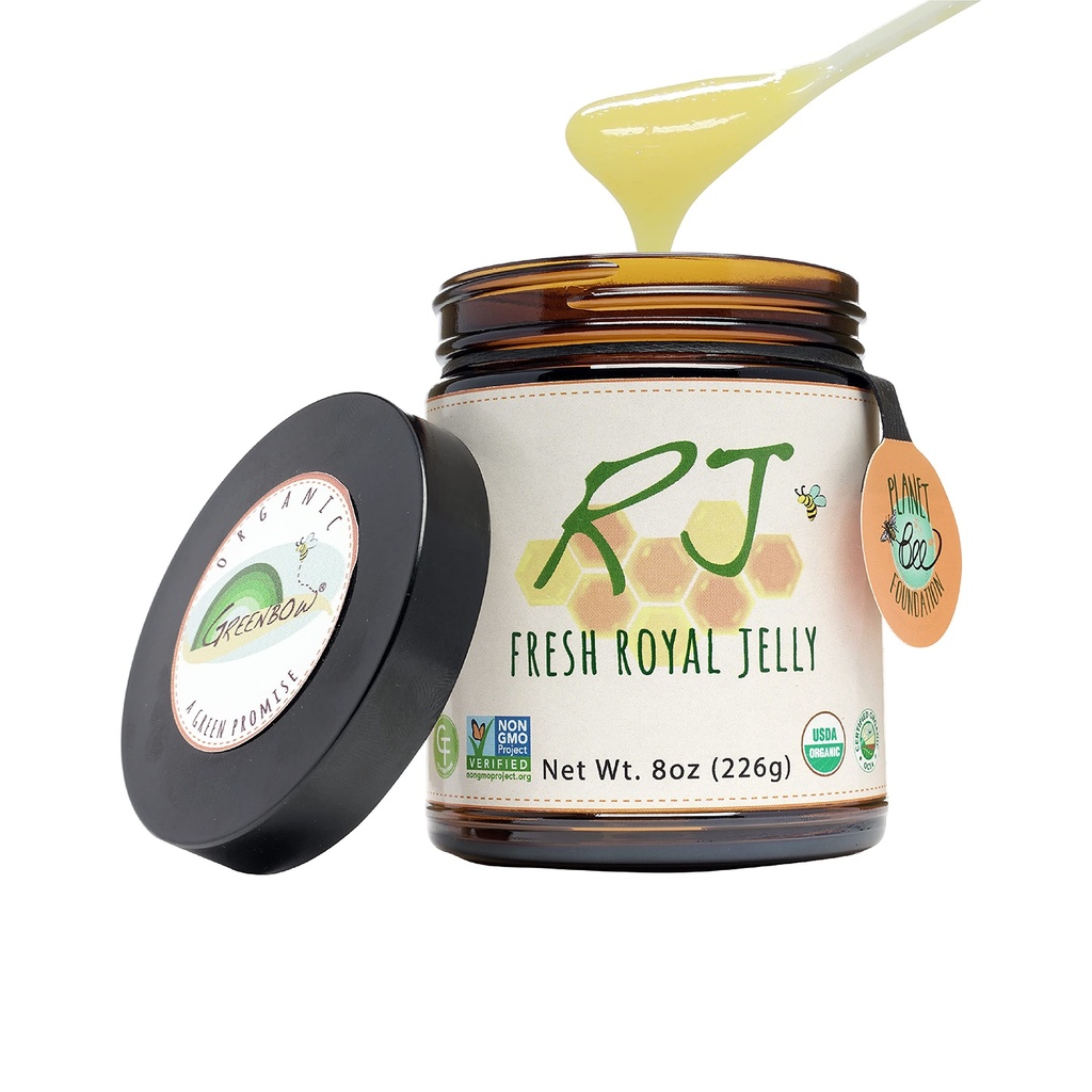 Greenbow Organic Fresh Royal Jelly - 100% USDA Certified Organic, Non-GMO, Halal, Pure, Gluten Free - Jeden z najbardziej odżywczych pakowany - (226g)