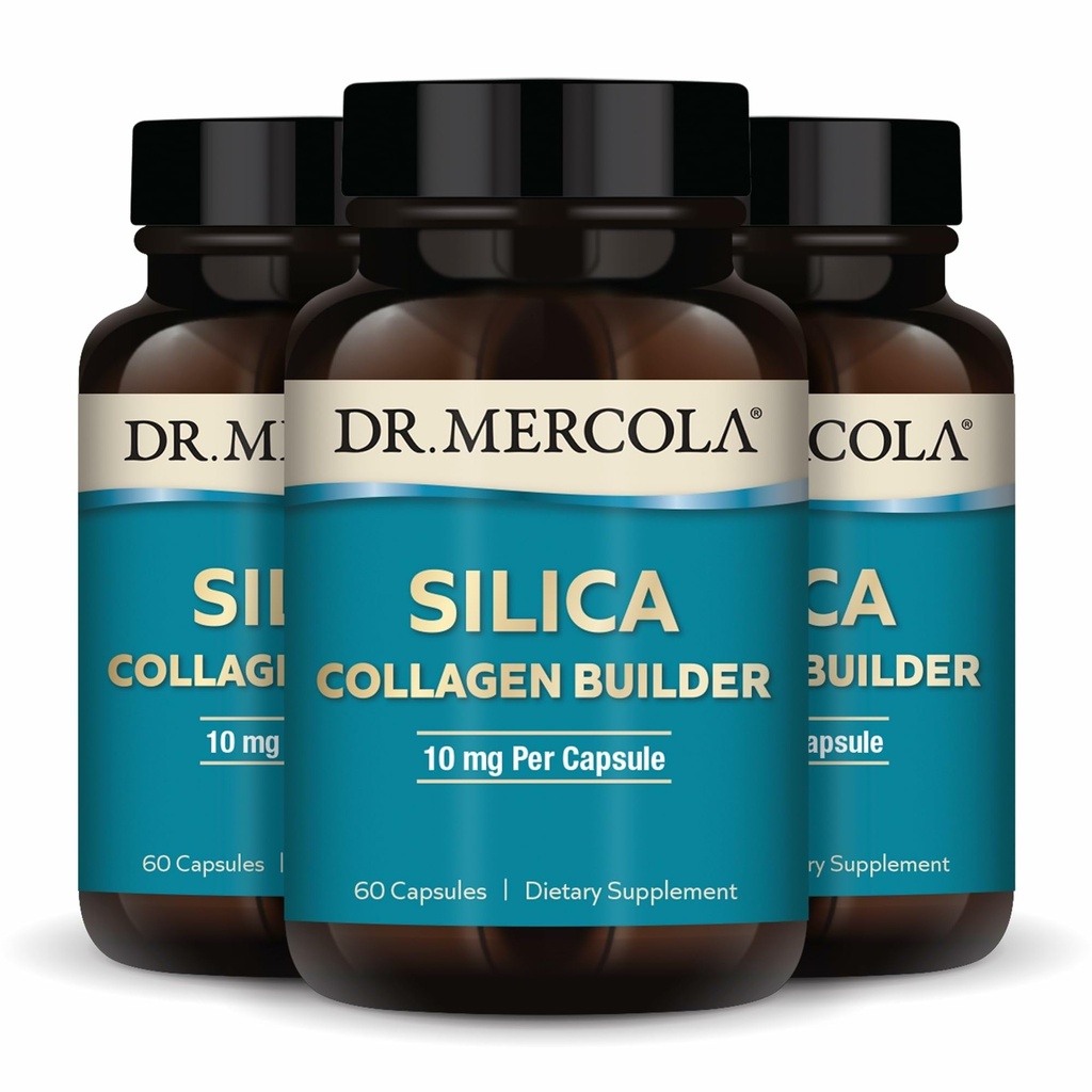 Dr Mercola Silica Colagen Builder - Supplement Silica na bazie plantacji do wsparcia skóry, włosów, paznokci i kości Zdrowie - Non-GMO, Gluten- Free & Soy- 180 Kapsułki (90 Słupki)