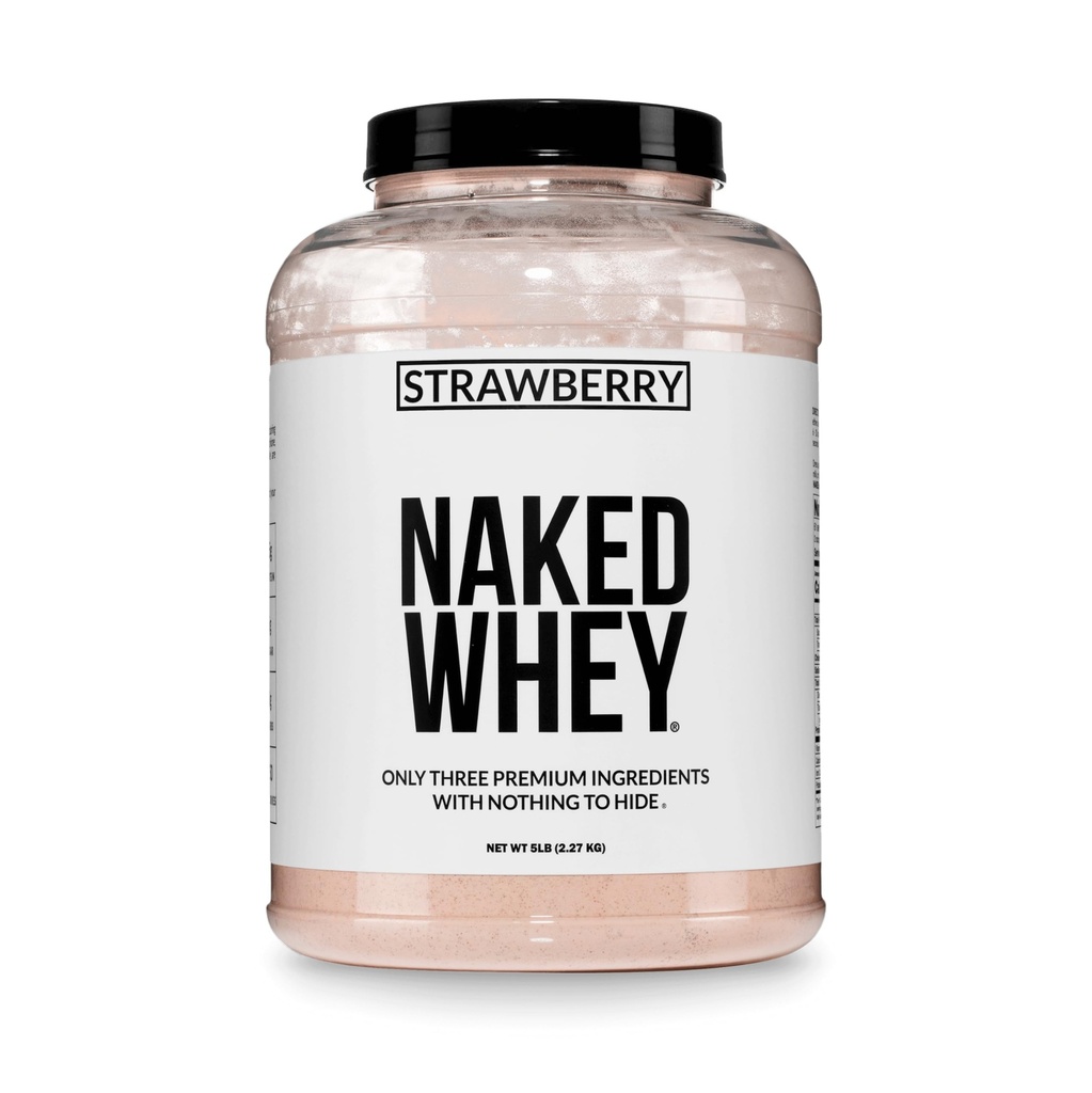 NAKED Truskawkowe białka serwatki - Wszystkie naturalne białka serwatki karmione w proszku + Suszone truskawki + Cukier kokosowy - 5lb luzem, GMO- Free, Soy Free, Gluten Free.
