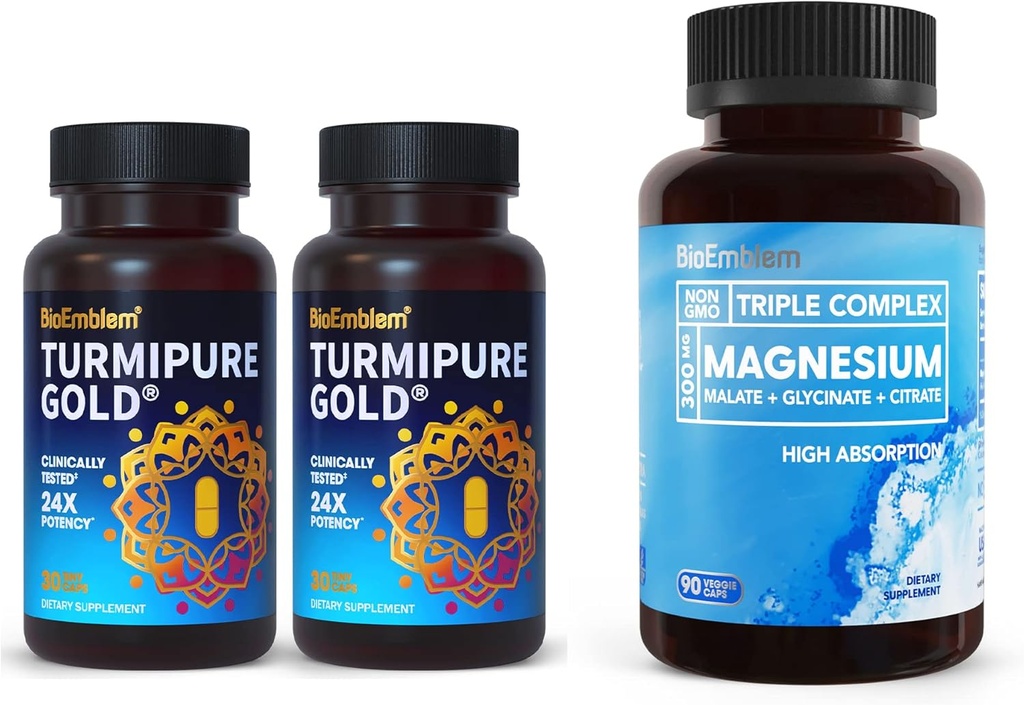 BioEmblem Kurkumina Turmerowa z Klinicznie Studiowane TurmiPure Triple Magnezu Complex