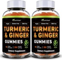 Naturalne Gummeje Turmerowe i Ginger dla dorosłych (2 opakowania) - Tumeryczne Kurkumina Suplement do wsparcia wspólnego zdrowia i wsparcia immunologicznego - 120 Gummeje wegańskie