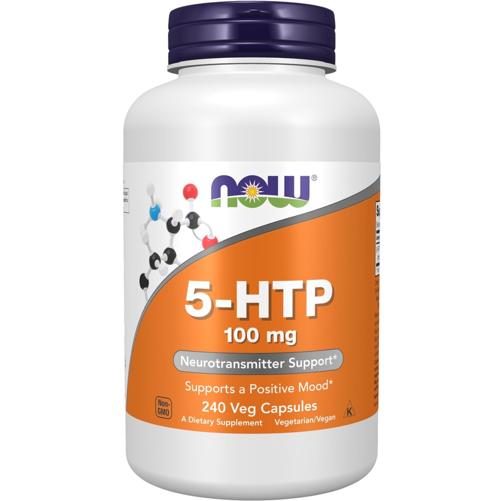 Teraz żywności Suplementy, 5- HTP (5- hydroksytryptofan) 100 mg, Neurotransmiter Wsparcie *, 240 Kapsułki Veg