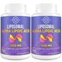 Liposomal Alpha Lipoic Acid 1500mg - z Acetyl- L- Karnityna 900mg & Ubichinol 100mg & Witamina E 15mg ETALA Suplement dla przeciwutleniaczy Glukoza Metabolizm Nerve Energy, 60 Softgels (2 butelki)