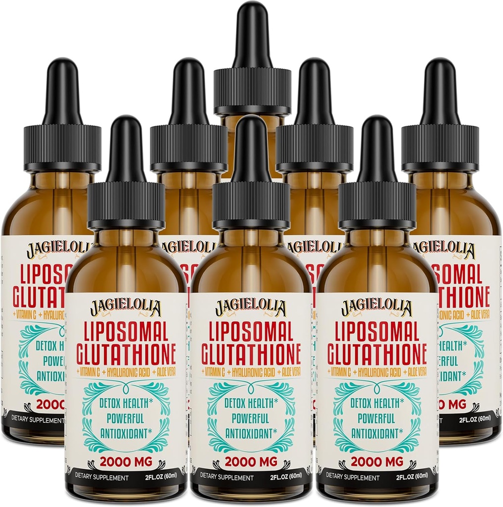 Liposomal Glutathione Liquid 2000MG - Suplement do detoksu przeciwutleniającego dla kobiet i mężczyzn, Obrona starzenia, Funkcja wątroby i energii, z kwasem hialuronowym + Aloe Vera + Witamina C, Natural & Vegan, 16 FL.OZ