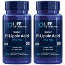 Wydłużenie życia Super R- Kwas lipowy - Zdrowe Starzenie, Oksydacyjna Obrona Stresowa - z 240 mg Aktywnej R- Formy kwasu r- Lipoinowego - Bez glutenu - Nie-GMO - Wegetarianin - 60 Kapsułki (2 opakowania)