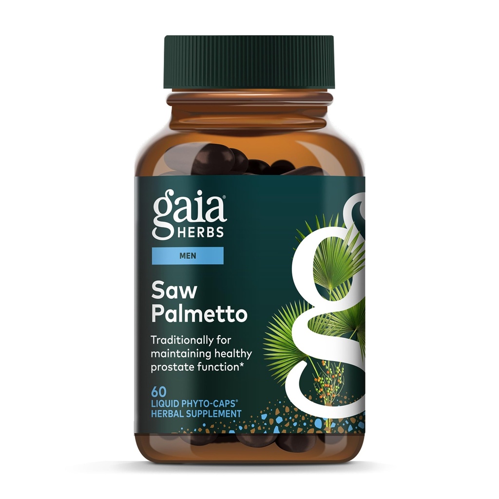 Gaia Herbs Saw Palmetto - Wspiera zdrową funkcję prostaty dla mężczyzn - Zawiera piły Palmetto i słonecznik Lecytyna do wspierania zdrowia mężczyzn - 60 Vegan płynne kapsułki fito- (30- Day Supply)
