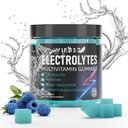 Elektrolity Gummies No Sugar, 120 Gummeje Electrolyte Chewable z 6 Elektrolity dla biegaczy i Endurance Sports, Odświeżające Blue Malina, Nawadnianie Elektrolity Chews, 1 Pack