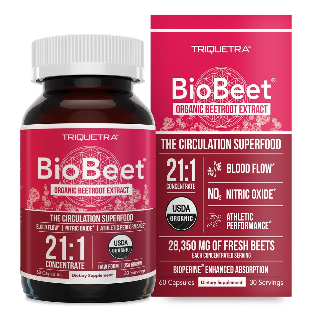 BioBeet ® Max Siła Buka Korzeń Kapsułki - 21: 1 Koncentrat, Każda Podawanie Pochodne z 28,350 mg Organic Beetroot - Wchłanianie Wzmacnianie z BioPerine ® Czarny Pieprz Ekstrakt (60 Kapsułki)