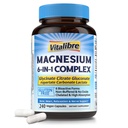 Magnezu Complex Supplement 6 in 1, 1160mg Chelated Magnezu dla Max Wchłanianie, Pomoc z lepszym snem, Relaxation & Nerve Calm, 240 Vegan kapsułki, Nie GMO & Gluten Free